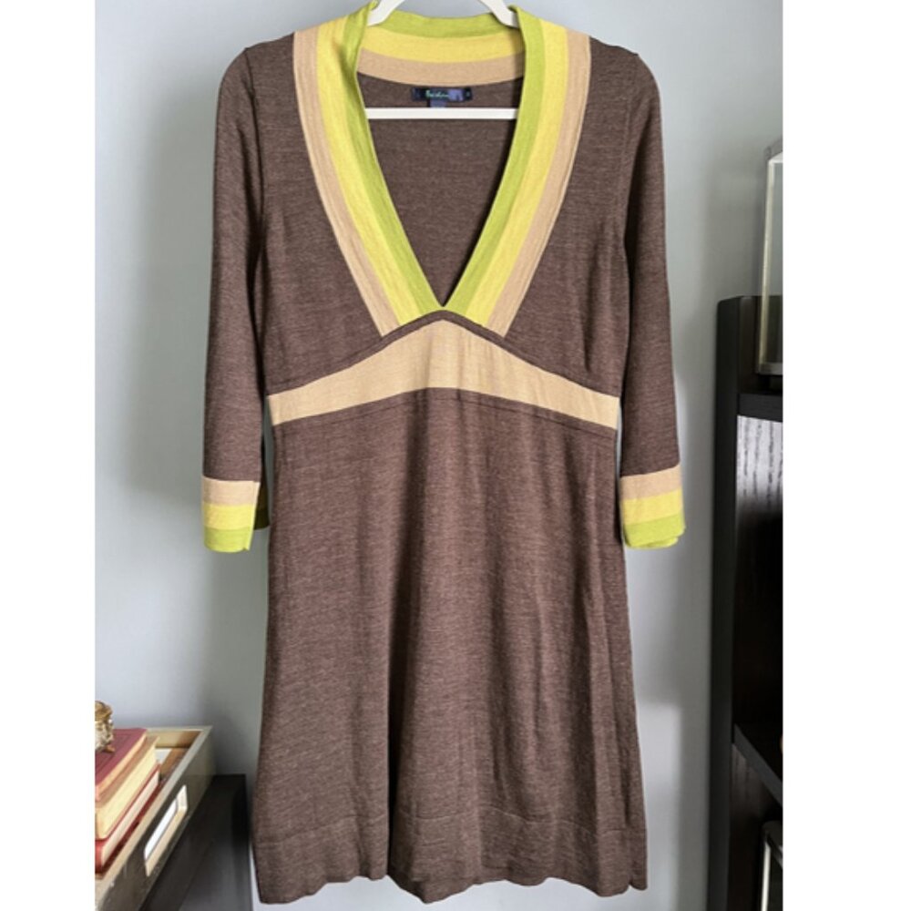 Boden Colorblock Wool Dress (Brown) L